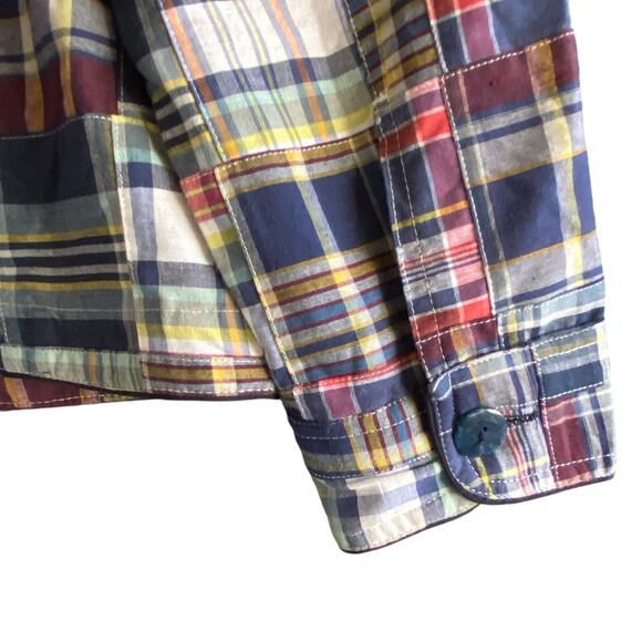 CHRISTOPHER & BANKS Madras Blazer Jacket M Preppy Patchwork Academia Classic - Picture 9 of 11